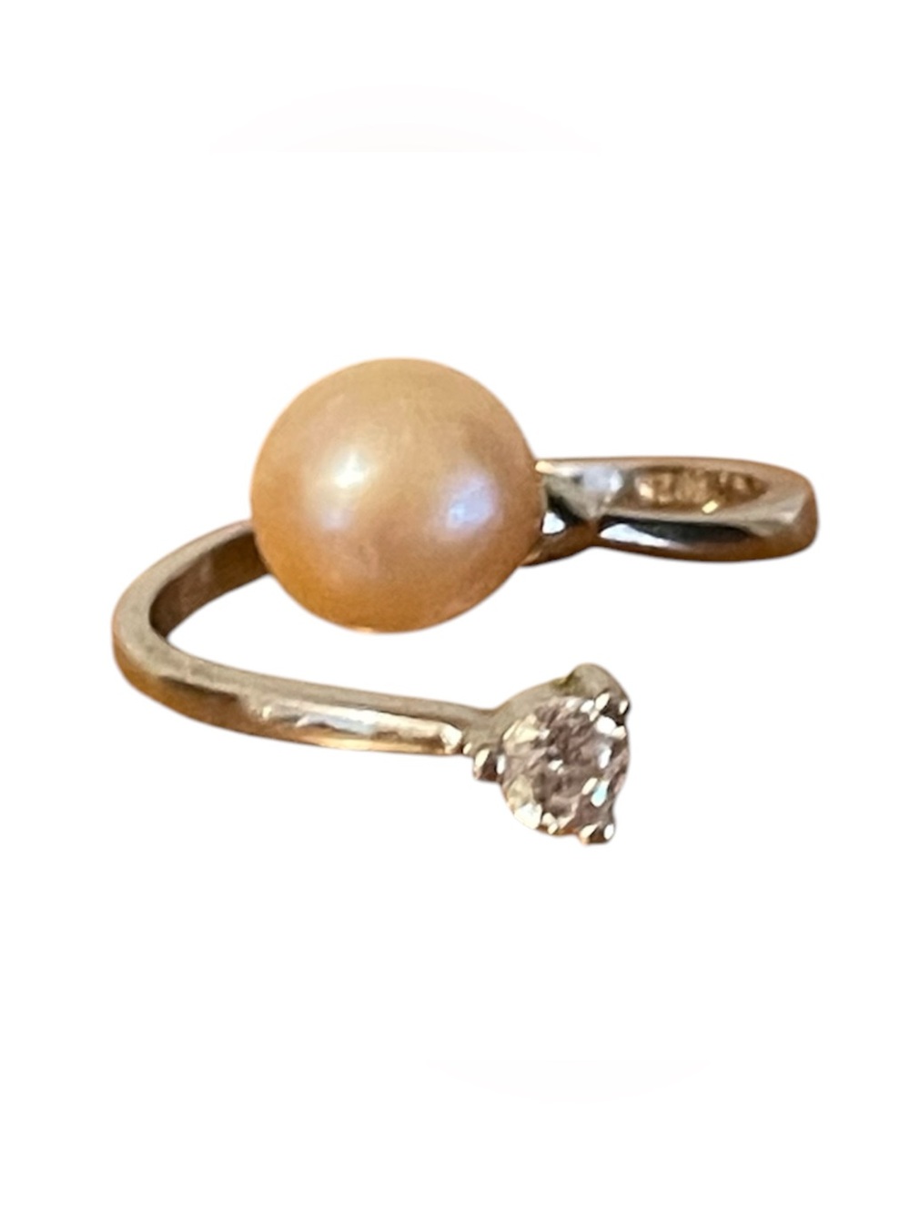 Fresh water Pearl and Stone Open Band Ring